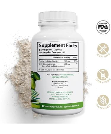 5-HTP Supplement 200mg - Natural Sleep Aid & Mood Support | Non-GMO Gluten-Free | 90 Capsules - Buy Online on GoSupps.com