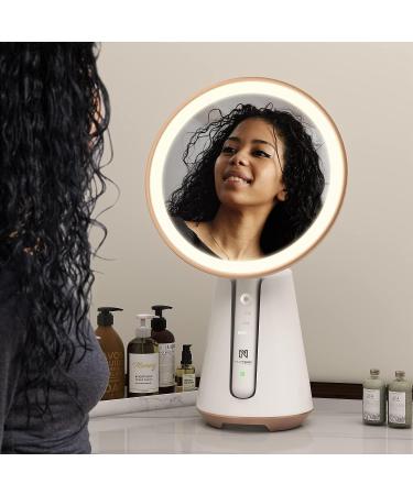 NeuType Round Makeup Vanity Mirror with Lights - 10X Magnification, 180 Rotation, 3 Color Modes - 8in White - Buy Online on GoSupps.com