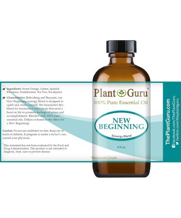 Plant Guru New Beginning 4oz Essential Oil Blend - Pure Therapeutic Grade for Yoga Meditation Relaxation & Mood Enhancement - Buy Online on GoSupps.com