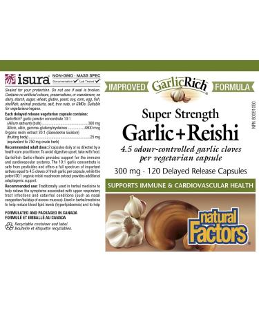 Super Strength Garlic + Reishi 300mg - Immune & Cardiovascular Support (120 Veg Caps - Buy Online on GoSupps.com