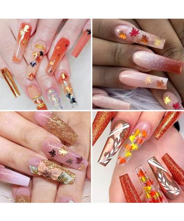 Fall Glitter Nail Sequins - Holographic Maple Leaf Nail Art Decorations | 6 Grids for Autumn & Winter Designs - Buy Online on GoSupps.com