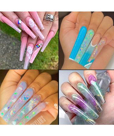 500pcs Clear Extra Long C Curve False Nail Tips | XXL Acrylic Fake Nails with Bag | 10 Sizes Half Cover Straight Square French Tips for Salon & DIY - Buy Online on GoSupps.com