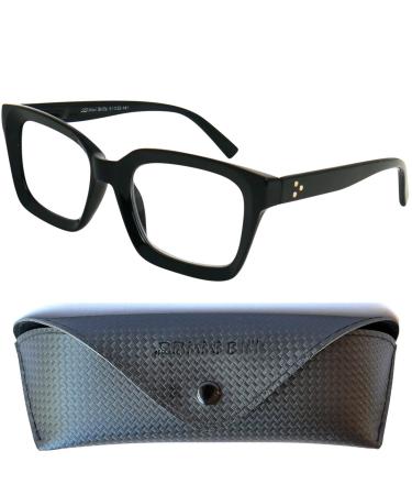 Mini glasses vintage clawy anti blue light glasses reading glasses thick frame square free case plastic glasses frame (black) with spring hinge blue light filter glasses square 1.0 dioptria
