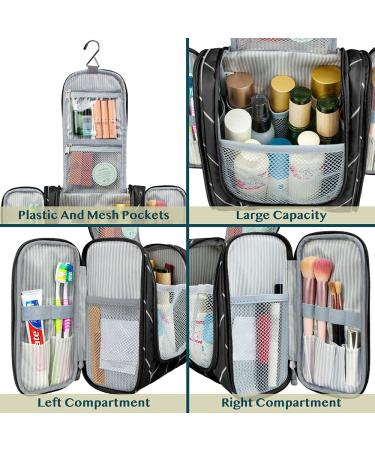 PAVILIA Medium Black Chevron Hanging Toiletry Bag - Travel Organizer for Toiletries, Cosmetics & Makeup - Buy Online on GoSupps.com
