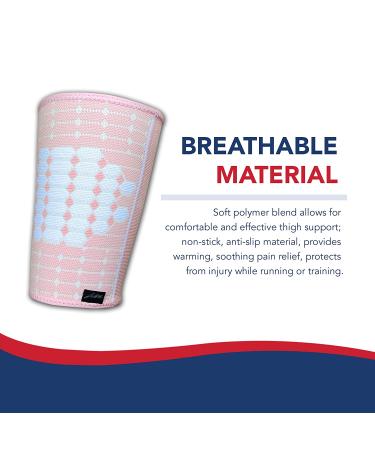 Doctor Developed Thigh Compression Sleeve - Breathable Leg Wraps for Men and Women - Groin & Hamstring Support Brace - X-Large Pink (1 Pair) with Handbook - Buy Online on GoSupps.com