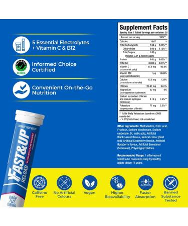 FAST&UP Reload - Instant Hydration & Electrolytes | 60 Effervescent Tablets (Mixed Berry) - Global Shipping Available - Buy Online on GoSupps.com