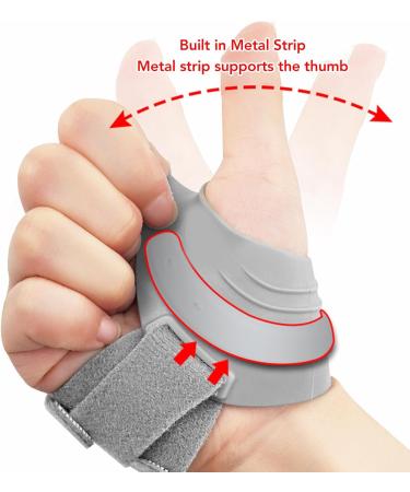 CMC Thumb Brace for Osteoarthritis | Thumb Stabilizer Support for Pain Relief Adjustable for Men & Women (Large Gray - Buy Online on GoSupps.com