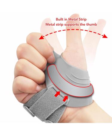 Pomya CMC Thumb Support - Adjustable Elastic Left Hand Brace for Instability (M Size: 32-40 EU) - Comfortable Gray - Buy Online on GoSupps.com