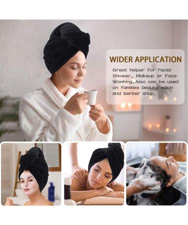 KinHwa Microfiber Hair Towel Wrap 2 Pack - Large 28x12 Super Absorbent Turban Towel for Women with Button - Ultra Soft & Quick Drying (Black) - Buy Online on GoSupps.com