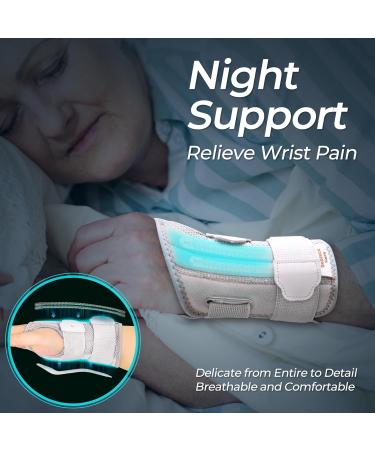 Curecare Carpal Tunnel Wrist Support 2-in-1 Bandages with Metal Stabilizers | Relieve Pain & Inflammation (S/M Right Gray) - International Shipping Available - Buy Online on GoSupps.com