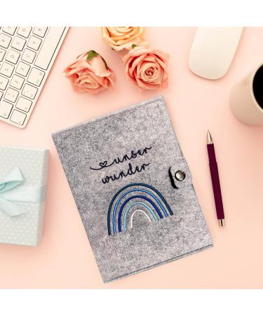 Cozy Racoon Mother Pass Cover - Handcrafted Felt Rainbow Blue | Made in Germany | Ideal Gift for Expecting Moms with Pockets for Insurance Card & Ultrasound Images - Buy Online on GoSupps.com