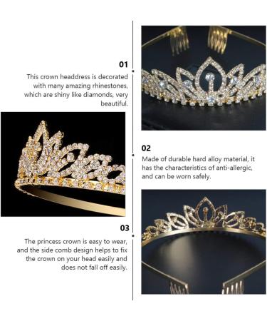 FRCOLOR 1pc Decorative Rhinestone Dress Accessory Princess Headband Shiny Crystal Crowns Party Women Bride Exquisite Comb Girls Trend Bridal Prom Party Baroque Shining Gold Plastic Tiara Small 15x3cm Golden - Buy Online on GoSupps.com