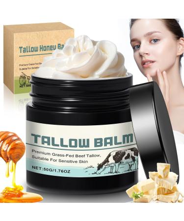 GDBadais Beef Tallow for Skin Grass Fed Tallow and Honey Balm Honey Balm Grass Fed Tallow Face Moisturizer for Sensitive Skin Anti-Aging & Dry Skin - Ancestral Skincare (50g)
