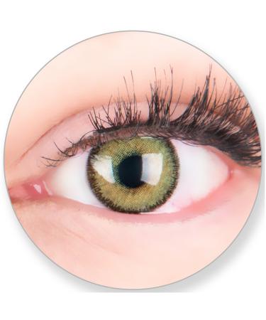 Glamlen's contact lenses colored green without and with strength - with contact lens tank.Very strongly covering natural green colored monthly lenses Maigr n 1 pair of soft silicone hydrogel0.0 diopters