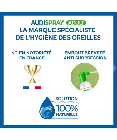AUDISPRAY ADULT Regular hygiene of the ear 100 natural purified seawater made in France spray 50 ml 2 pieces - Buy Online on GoSupps.com