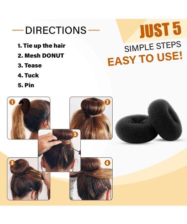 Extra Large 6-Inch Hair Bun Donut for Bridal & Hollywood Styles Choose Brown Black or Blonde | Hair-So Black - Buy Online on GoSupps.com