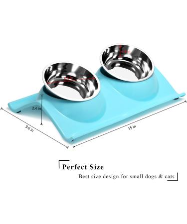 UPSKY Double Dog Cat Bowls - Premium Stainless Steel No-Spill Resin Feeder for Cats & Small Dogs (Sky Blue) - Buy Online on GoSupps.com