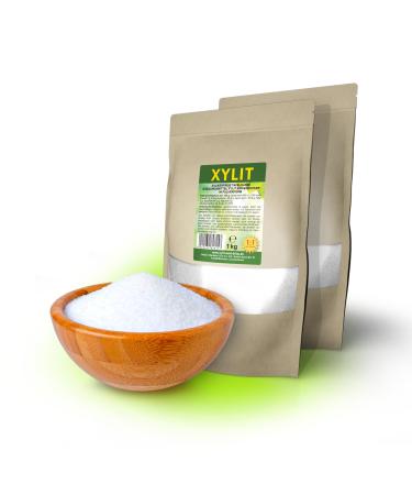 2kg Premium Xylitol Birch Sugar | 2 x 1kg bags | 40% fewer calories | tooth-friendly & vegan | sweetens 1:1 like sugar
