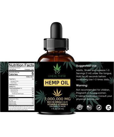 Uhealthfri Hemp Oil Pure Organic Hemp Seed Oil Drops Non-GMO Vegan Hemp Extract Oil Tincture with Omega 3 6 9 of 4 Pack - Buy Online on GoSupps.com