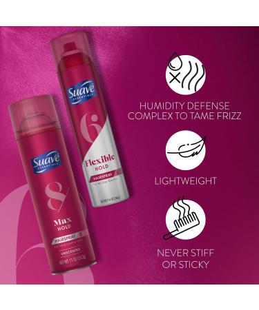 Suave Hairspray for Women Variety 2-Pack Flex Control Scented + Max Hold Unscented Hair Spray for Fine Hair Wavy Sleek Curly Hair Styling - Buy Online on GoSupps.com