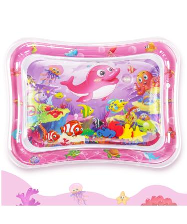 Hitituto Inflatable Tummy Time Mat Premium Baby Water Play Mat Fun Activity Center for Baby's Stimulation Growth and Sensory Development Ideal Infants Toddlers Baby Girls Toys for 3 6 9 12 24 Months Pink