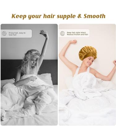 Jasilon Satin Sleeping Bonnet Set - Adjustable Silk Hair Wrap for Night - Black & Gold - Buy Online on GoSupps.com