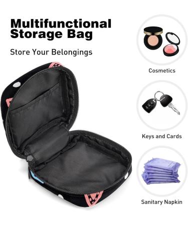 Cute Crown Loving Heart Black Sanitary Napkin Storage Bag - Portable Period & Menstrual Cup Pouch for Women & Teen Girls (1PC) - Buy Online on GoSupps.com