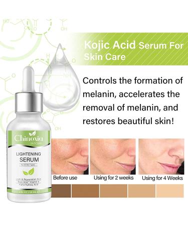 Skin Brightening Serum with Kojic Acid - Dark Spot Corrector for Face & Body - Fade Hyperpigmentation & Melasma - 1 oz (Pack of 2) - Buy Online on GoSupps.com