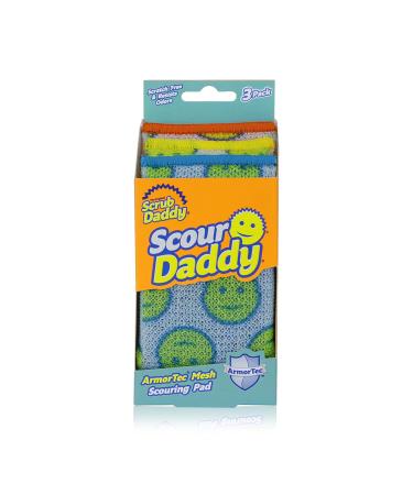 Scrub Daddy Scour Pads - Scour Daddy - Multi-Surface Scouring Pad, Absorbent, Durable, FlexTexture Sponge, Soft in Warm Water, Firm in Cold, Scratch Free, Odor Resistant, Easy to Clean, 3ct