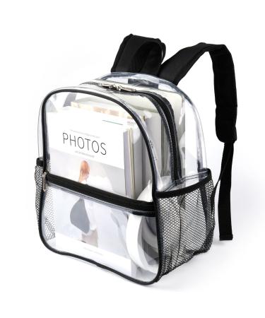 Keepcross Stadium Approved Clear Backpack 12x12x6 Small Clear Mini Backpack Perfect for Festival Games Sporting Events Concerts Black - Buy Online on GoSupps.com