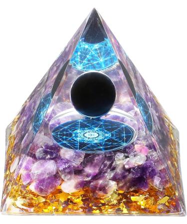 Xiannvxi 2.4 Large Black Obsidian & Amethyst Gemstone Pyramid - Natural Reiki Energy Gift for Men & Women - Buy Online on GoSupps.com
