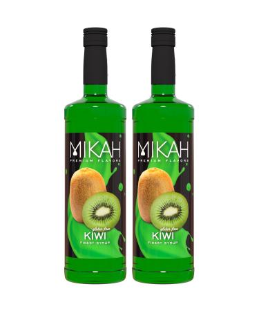 Mikah - Premium Flavors - Kiwi x2 | Syrup for drinks and desserts | Professional use | 2 bottles of 1 liter (2x1000ml)
