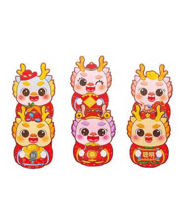 JAYIOLA 6 Red Envelopes for The Chinese Lunar New Year Hong Bao Traditional Gift Red Packets for The Graduation Festival Style B