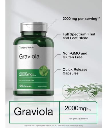Horb ach Graviola Capsules | 2000 mg | 120 Count | Non-GMO Gluten Free | Soursop (Annona Muricata) - Buy Online on GoSupps.com