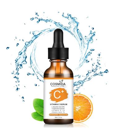 Vitamin C Face Serum with Hyaluronic Acid Anti Aging Skin Brightening Serum for Dark Spots Acne Wrinkles to Visibly Glow Korean Skin care Ferulic Acid serum for Sensitive Skin 2 Fl Oz (Pack of 1)