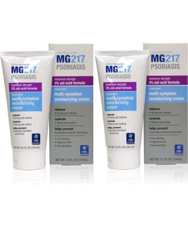 MG217 Medicated Moisturizing Psoriasis Cream with 3% Salicylic Acid Multi-Symptom Fragrance Free 3.5 Fl Oz (5604) (Pack of 2)