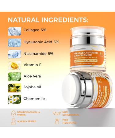 Collagen Cream Facial Moisturizer Multi-Lift Plumping Collagen Firms Retinol Hyaluronic Acid Firming Day & Night Face Cream Moisturizing Cream to Reduce Wrinkles with for Women & Men - Buy Online on GoSupps.com