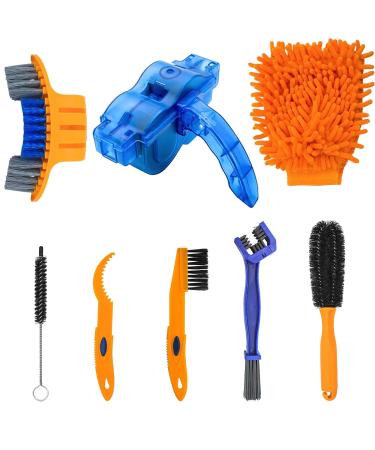 FVILIPUS Bike Cleaning Tools Set (8 Pack),Including Bike Chain Scrubber and Clean Brush,Crank,Sprcket,Tire Corner Rust Blot Dirt Clean Tools,Suitable for Mountain, Road, Hybrid, BMX and Folding Bike