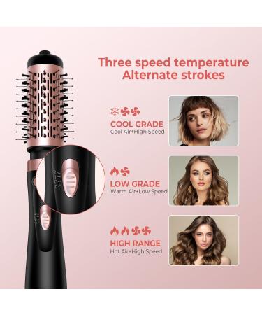 3-in-1 Hair Dryer Brush Set - Rotating Hot Air Spin Brush with Ionic Technology - Detachable Curling Brushes in Black & Gold - Buy Online on GoSupps.com