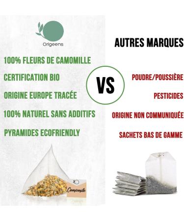  Origeens ORIGEENS ORGANIC CAMOMILE INFUSION Origin Europe 30 pyramids | Bulk Infusion Organic Sleep and Digestion Herbal Tea | German Chamomile Flowers - Organic Wild Chamomile - Buy Online on GoSupps.com