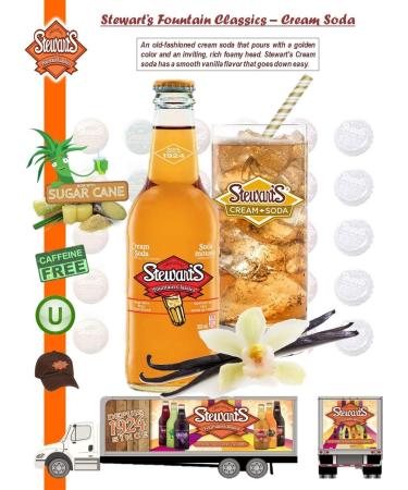 Stewarts Fountain Classic Soda 355ml Glass Bottles Cream Soda 24 Count - Buy Online on GoSupps.com