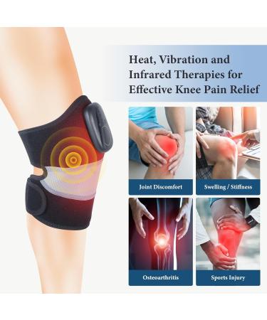 Cordless Knee Massager with Heat - 3-in-1 Heating Pad for Knee Shoulder Elbow | Arthritis Pain Relief Circulation Boost 4 Vibration Modes & 6 Heating Levels - Buy Online on GoSupps.com