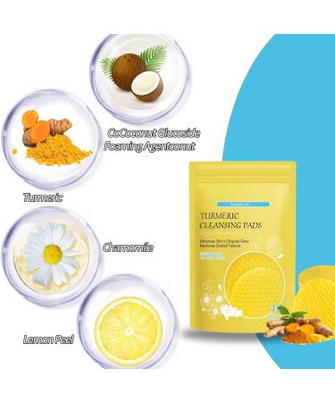Turmeric Cleansing Pads - Gentle Exfoliating Cotton Pads for Acne Blemishes & Oily Skin - 40PCS | Balance Skin Oil & Refresh Dull Complexion - Buy Online on GoSupps.com