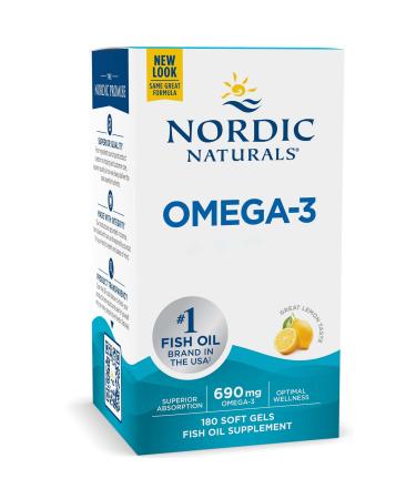 Nordic Naturals Nordic Naturals Omega-3 690 mg with EPA and DHA high dose lemon flavor 180 softgels lab tested soy-free gluten-free non-GMO