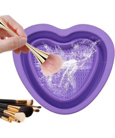 Makeup Brush Cleaner Bowl - Heart Shape Silicone Cosmetic Brushes Cleaning Tool Portable Washing Tool for Brushes Sponges Makeup Cleaning Tools for Makeup Lovers Purple - Buy Online on GoSupps.com