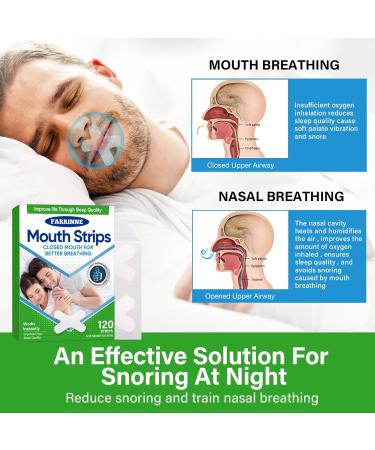 Farrinne Mouth Tape for Sleeping - 120 Pcs | Gentle Anti-Snoring Mouth Strip for Improved Nasal Breathing & Better Nighttime Sleep - Buy Online on GoSupps.com