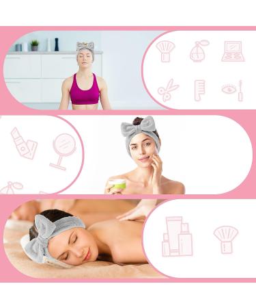 Women's Spa Bowknot Headband - Coral Fleece Makeup & Hair Band | Elastic Cosmetic Headwrap for Shower & Skincare (Gray) - Buy Online on GoSupps.com