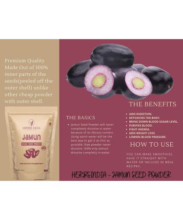 Jamun Seed Powder 16 oz (1 lb) | Indian BlackBerry Fruit Syzygium Cumini | Black Java Plum Eugenia Jambolana - HerbsIndia - Buy Online on GoSupps.com