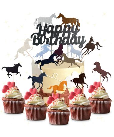 Horse Cake Decoration 31 Pieces 8 Types Horse Cupcake Toppers Birthday Cupcake Toppers Cake Toppers Picks for Children's Birthday Autumn Wedding Birthday Decoration