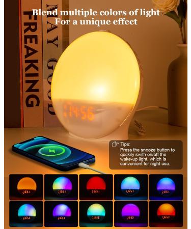Artinabs Daylight Alarm Clock | Sunrise Sunset Simulation 8 Natural Sounds Dual Alarms 15-Color Bedside Lamp for Kids & Adults - Buy Online on GoSupps.com
